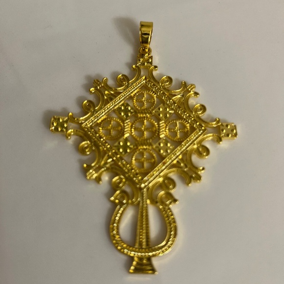 Ethiopian Cross Pendant Golden Christian African Orthodox Catholic M/F Jewelry - Picture 6 of 11